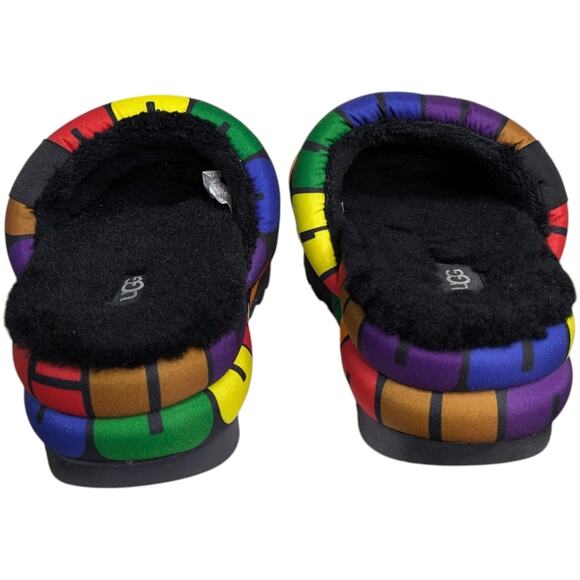 UGG Pride Maxi Rainbox Puff Slide Platform Sandals Womens 7 Multicolor Faux Fur - Picture 4 of 11